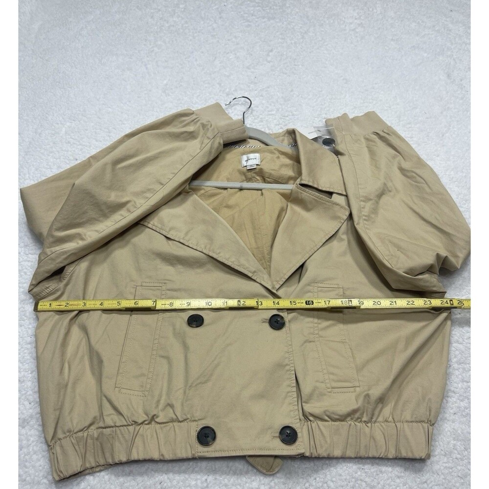 Anthropologie Maeve Cropped Trench Coat Khaki Double Breasted Preppy Size XL NWT - Picture 6 of 14